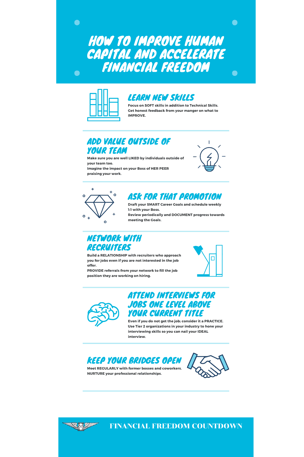 Learn how to increase your Human Capital to ensure you reach Financial Freedom sooner. Tips to improve your career and maximize your earning potential.