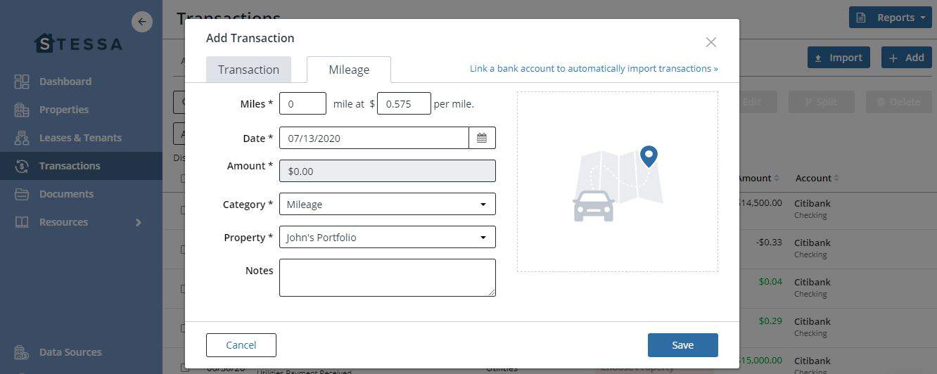 Stessa used to track mileage for rental Property owners