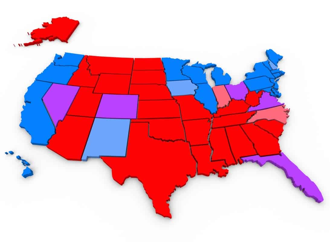 Political Swing states map 