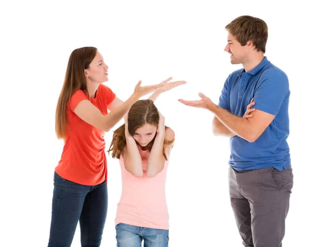 Couple fighting in the presence of child