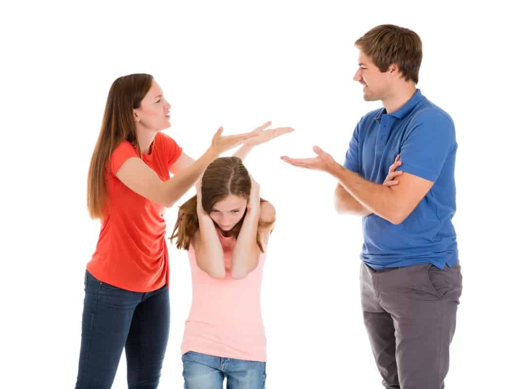 Couple fighting in the presence of child 