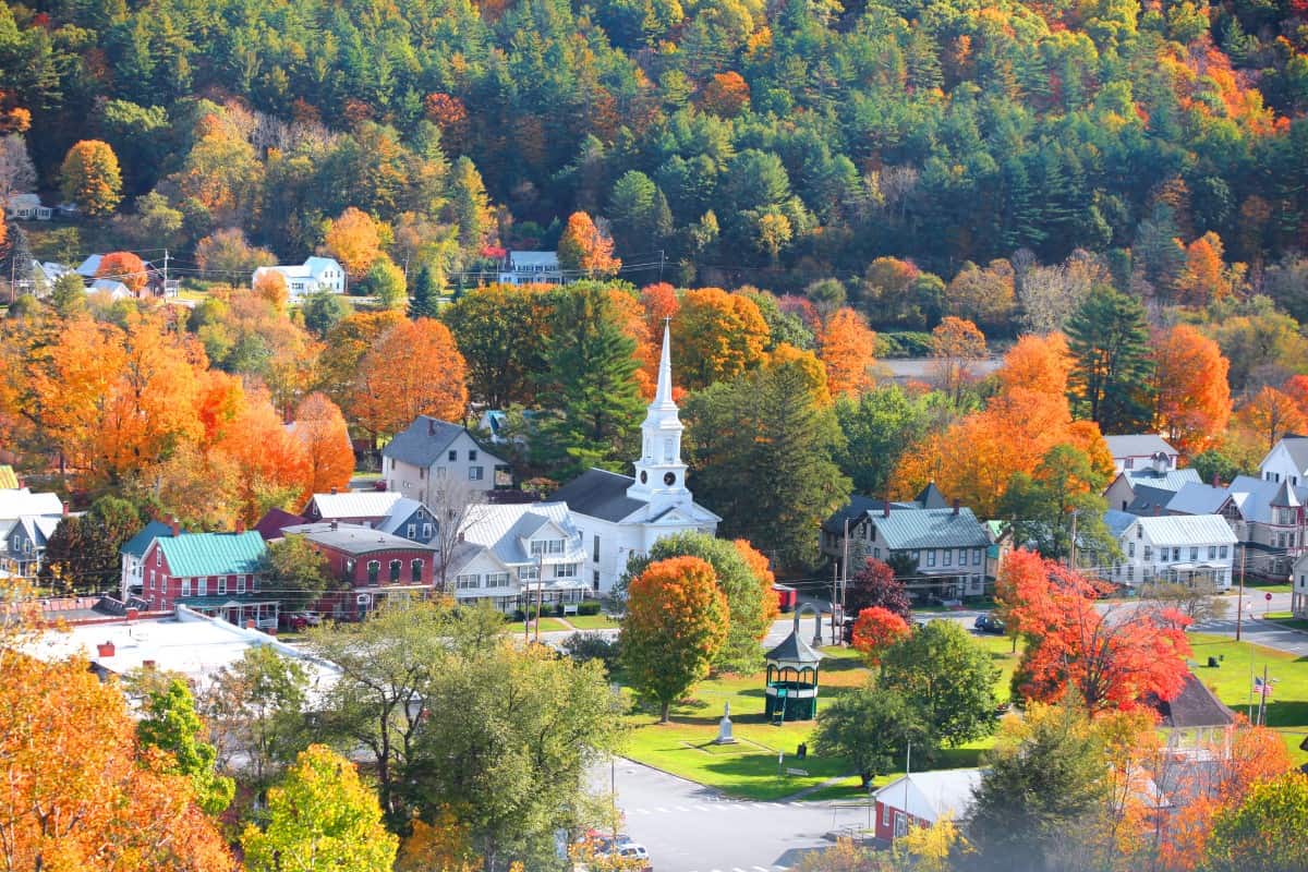 Vermont houses in autumn