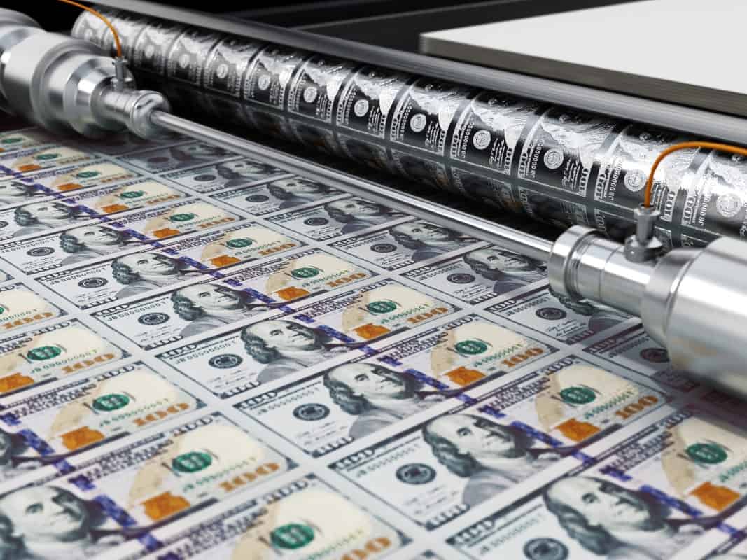 Money printing US dollars