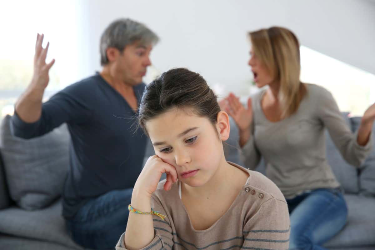 Parents fighting and daughter being upset