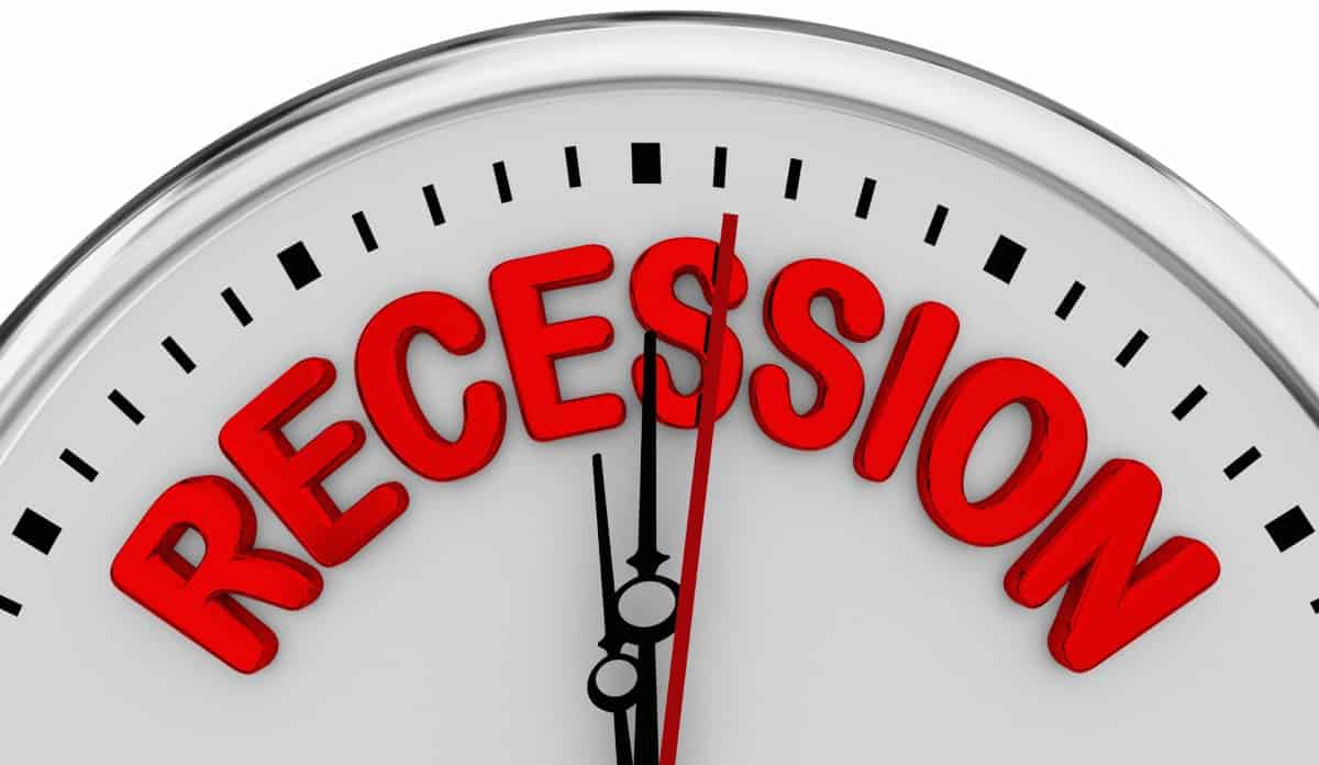 Recession Clock Time Economy Down Countdown Deadline 3d Illustration