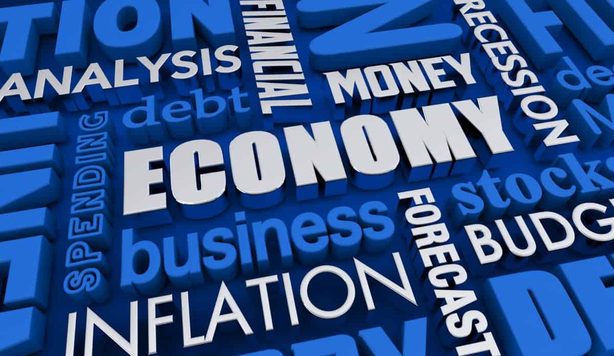 Economy News Word Collage Finance Stock Market Analysis 3d Illustration