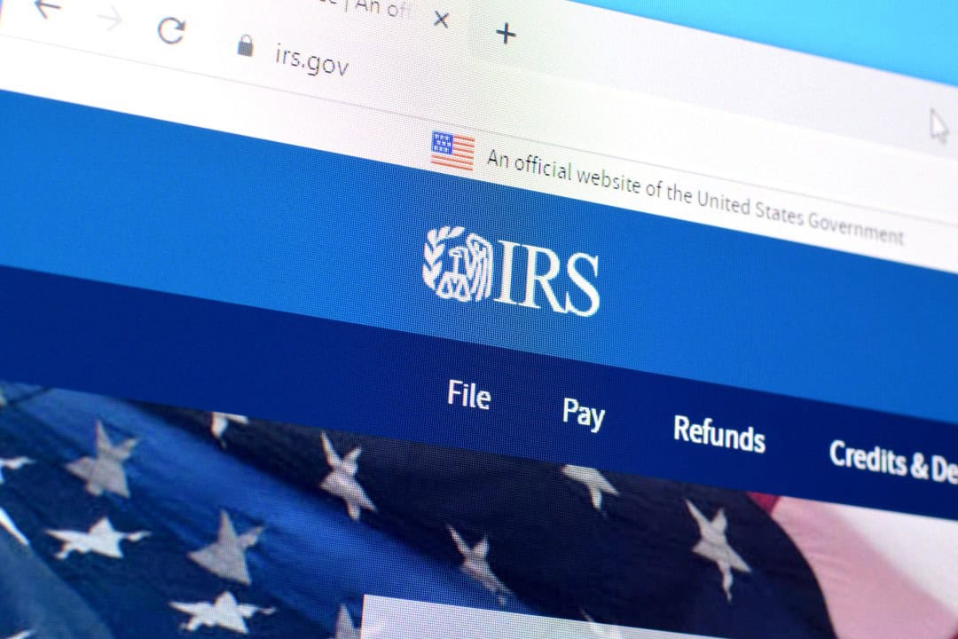 NY, USA - DECEMBER 16, 2019: Homepage of internal revenue service website on the display of PC, url - irs.gov.