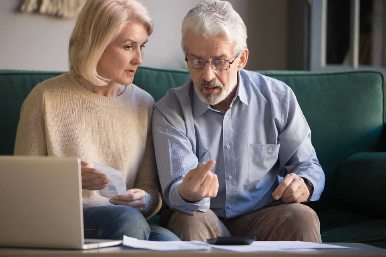 Elderly worried couple