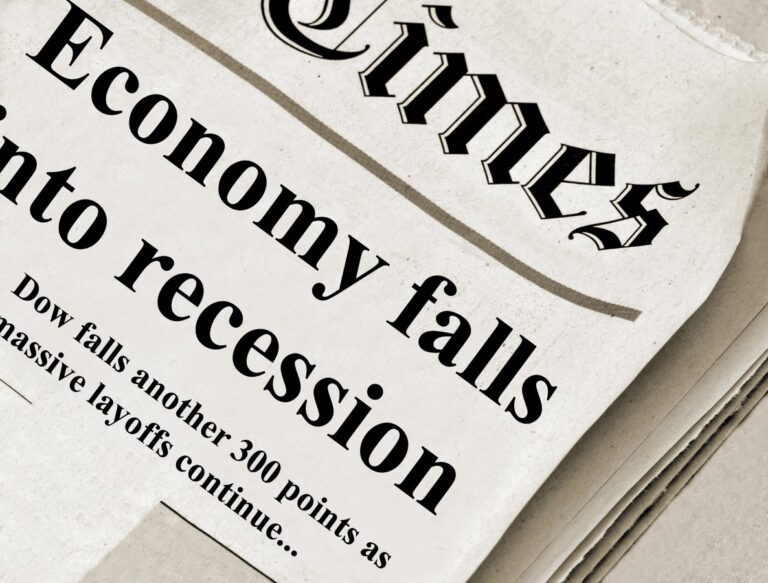 Economic Recession headlines in an unknown Journal newspaper