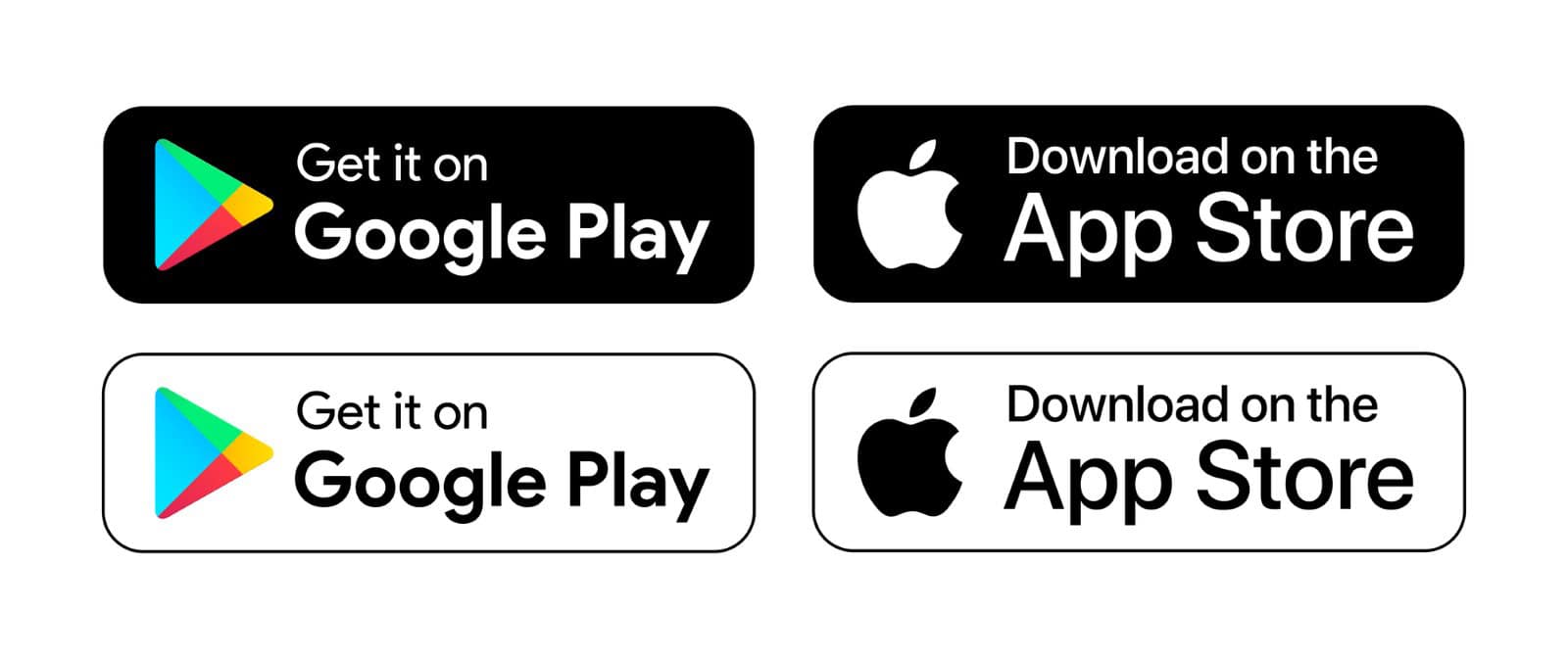 Apple App store, Google Play store download App buttons