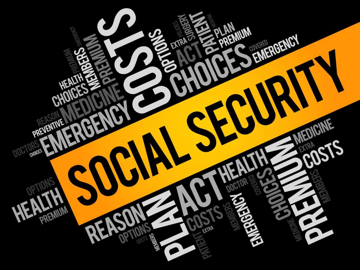 SOCIAL SECURITY word cloud collage, health concept background