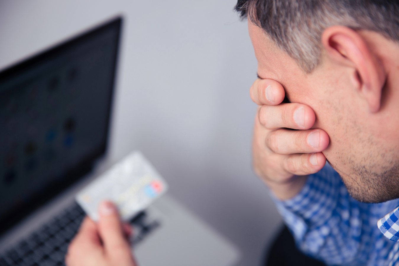 Man worried with credit card