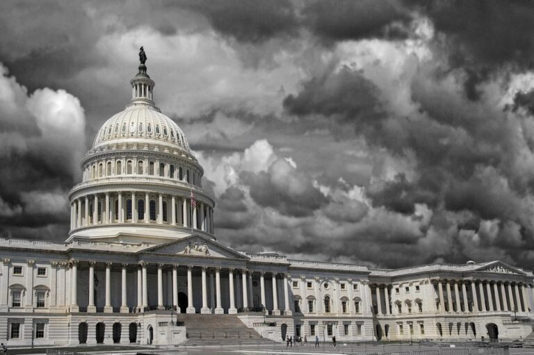 Storm clouds over Washington DC capitol Congress