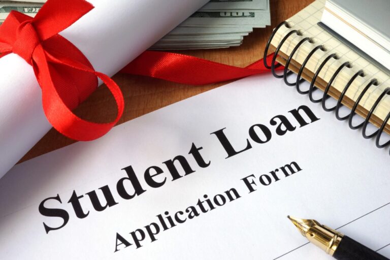 Student loan form on a wooden table