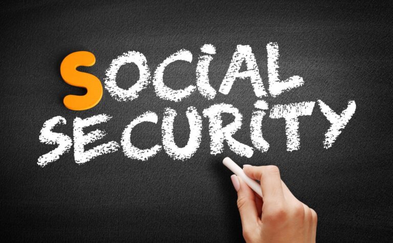 Social Security text on blackboard
