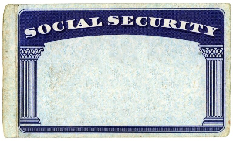 Blank American Social Security card isolated over white background - With clipping path