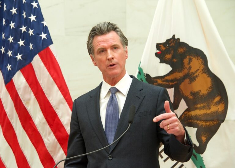 San Francisco, CA - April 26, 2022: California Governor Gavin Newsom speak at the Kindergarten to College program Progress update Press Conference in San Francisco