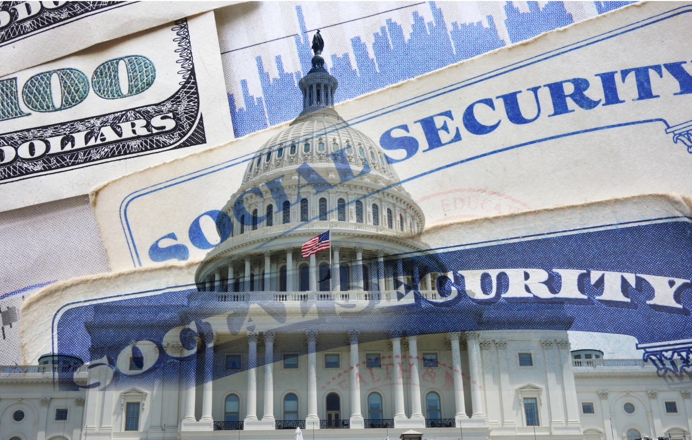 Gen Z Would Cut Current Retirees’ Social Security Before Raising Taxes; A Generational Reckoning Is Here 16 United States capitol in Washington DC with a Social Security card