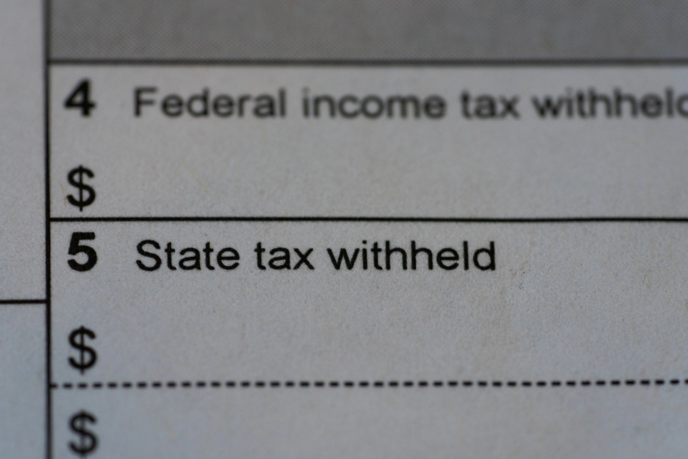 State tax withheld in focus on tax form