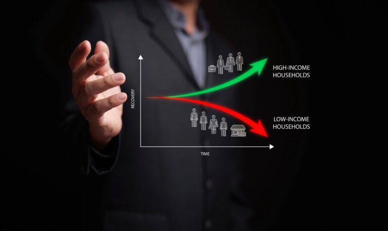 K-shaped economy recovery concept